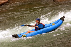 Inflatable Kayaker on Animas River